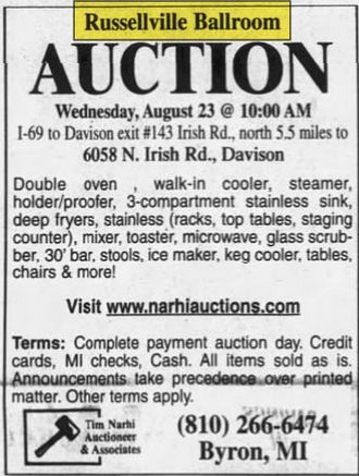 Russellville Ballroom - Aug 2006 Ad (newer photo)